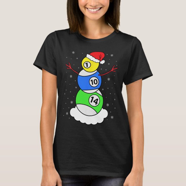 Billiards Christmas Snowman Shirt Pool Player Chri (Front)