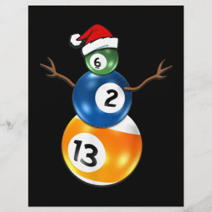 Billiards Christmas Snowman With Pool Table Balls Custom Letterhead