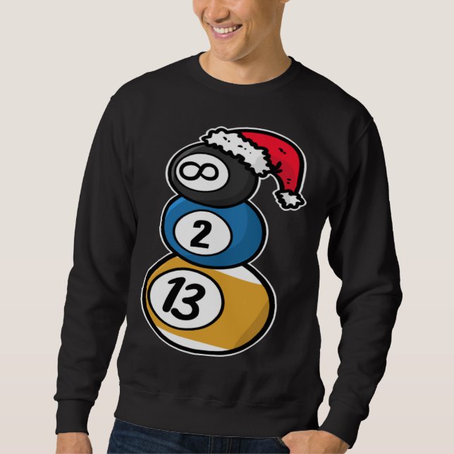Billiards Christmas Snowman with Pool Table Balls  Sweatshirt (Front)