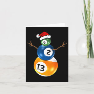 Billiards Christmas Snowman With Pool Table Card