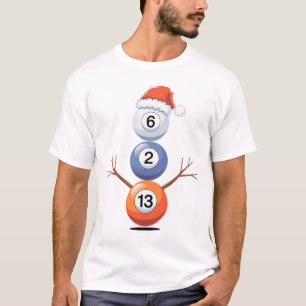 Billiards Christmas Snowman With Pool Table T-Shirt
