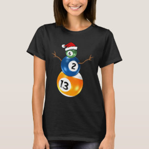 Billiards Christmas Snowman With Pool Table T-Shirt