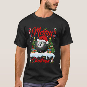 Billiards Christmas Tree Lights Santa Sports Playe T-Shirt