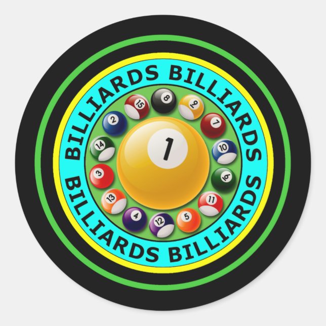 BILLIARDS CLASSIC ROUND STICKER (Front)