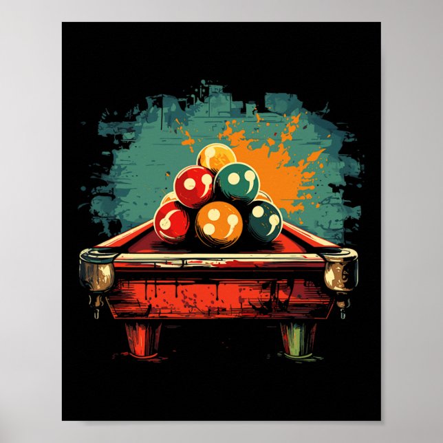 Billiards Comic Style Indoor Sports  Poster (Front)