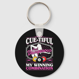 Billiards Cue-tiful And Dangerous 8 Ball Women Poo Key Ring