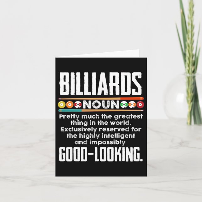 Billiards Definition - Funny Billiard 8 Ball Pool  Card (Front)