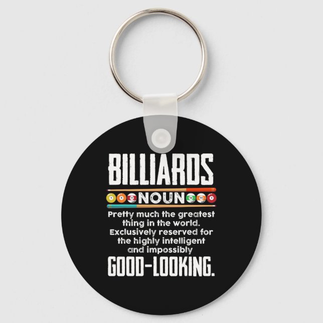 Billiards Definition - Funny Billiard 8 Ball Pool  Key Ring (Front)