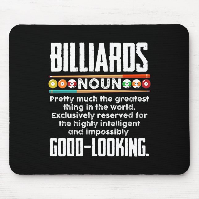 Billiards Definition - Funny Billiard 8 Ball Pool  Mouse Pad (Front)