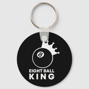 Billiards Eight Ball King 8 Ball Pool Player Lucky Key Ring