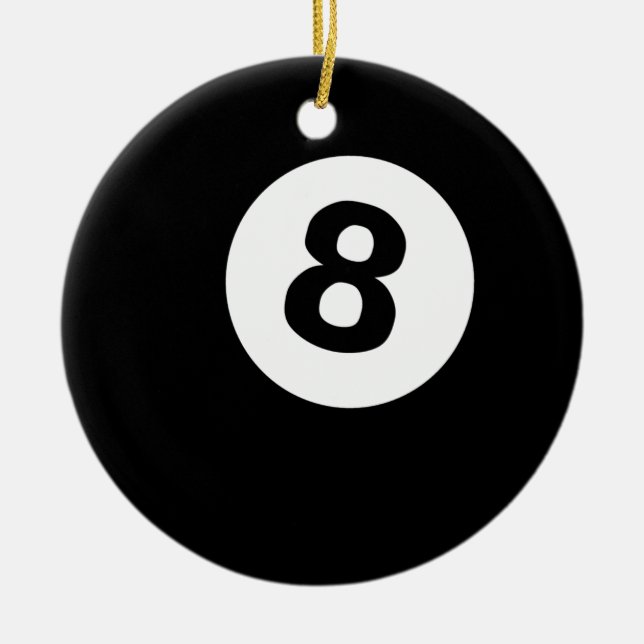 billiards eightball ceramic tree decoration (Front)