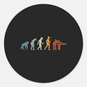 Billiards Evolution Billiard Player Retro Vintage Classic Round Sticker