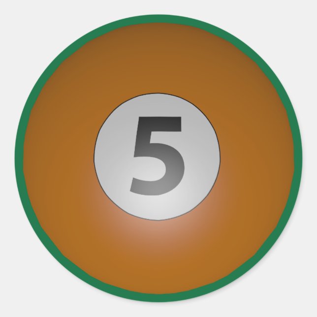 Billiards Five Ball Classic Round Sticker (Front)