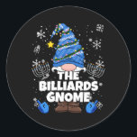 Billiards Gnome Funny Jewish Hanukkah Gnome Billia Classic Round Sticker<br><div class="desc">Billiards Gnome Funny Jewish Hanukkah Gnome Billiard</div>