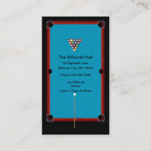 Billiards Hall And Sports Bar Business Card