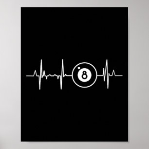 Billiards Heartbeat 8 Ball Heartline Pool Billard Poster