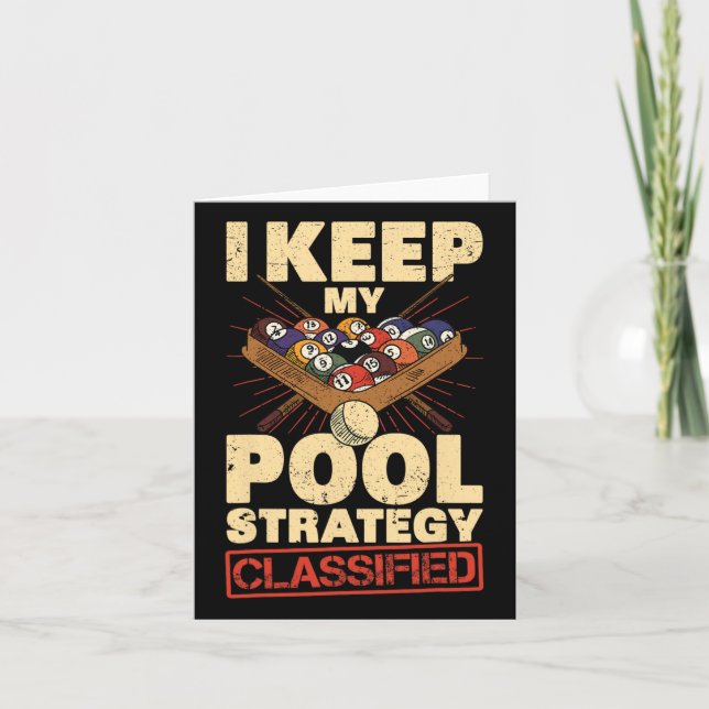 Billiards I Keep My Pool Strategy Clified Retro 8  Card (Front)