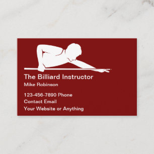 Billiards Instructor Lessons Simple Business Cards