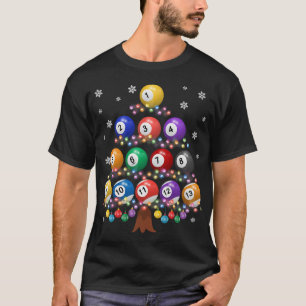 Billiards Lover Xmas Tree Lights Santa Billiards C T-Shirt