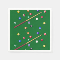 Billiards Paper Napkins, Pool Table Party Supplies
