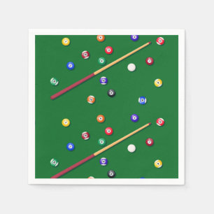 Billiards Paper Napkins, Pool Table Party Supplies Napkin