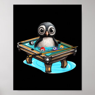 Billiards Penguin Hustler Pool Snooker Playing Poo Poster