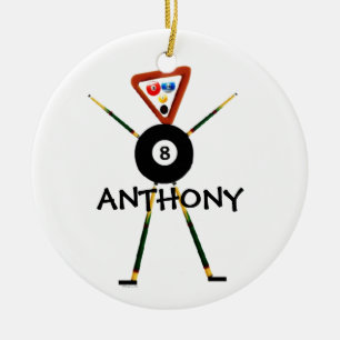 Billiards Player Cartoon Ceramic Tree Decoration
