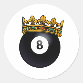 Billiards Player King Crown Pool Table Snooker Pyr Classic Round Sticker