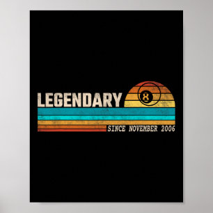 Billiards Player Legend Since November 2006 Birthd Poster