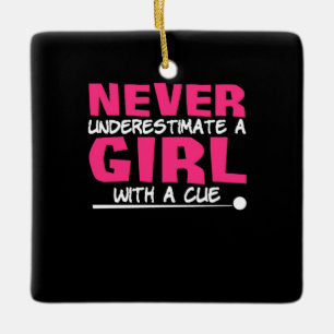 Billiards Player   Pool Billiards Girl With A Cue Ceramic Ornament