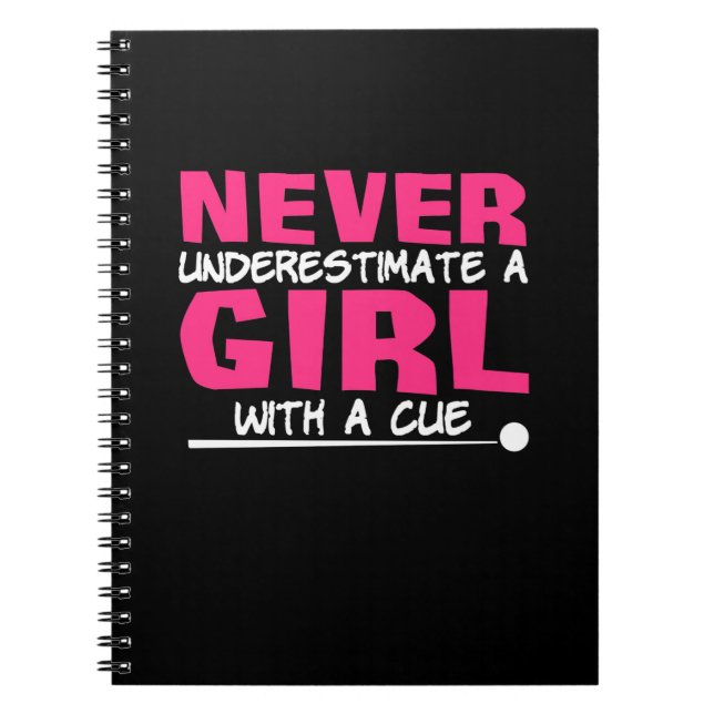 Billiards Player | Pool Billiards Girl With A Cue Notebook (Front)