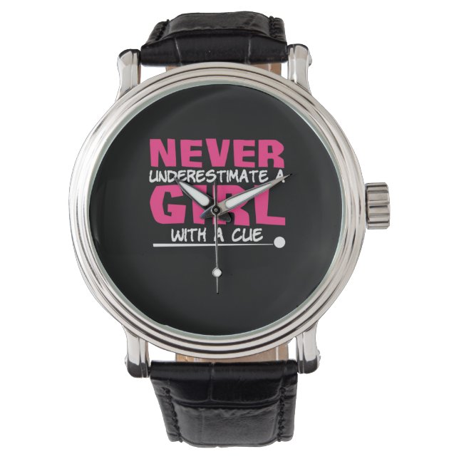 Billiards Player | Pool Billiards Girl With A Cue Watch (Front)
