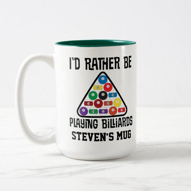Billiards Player Pool Game Two-Tone Coffee Mug (Left)