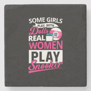 Billiards Player Real Women Play Snooker Stone Coaster