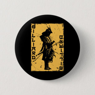 Billiards Player Samurai Japan Warrior Snooker Poo 6 Cm Round Badge