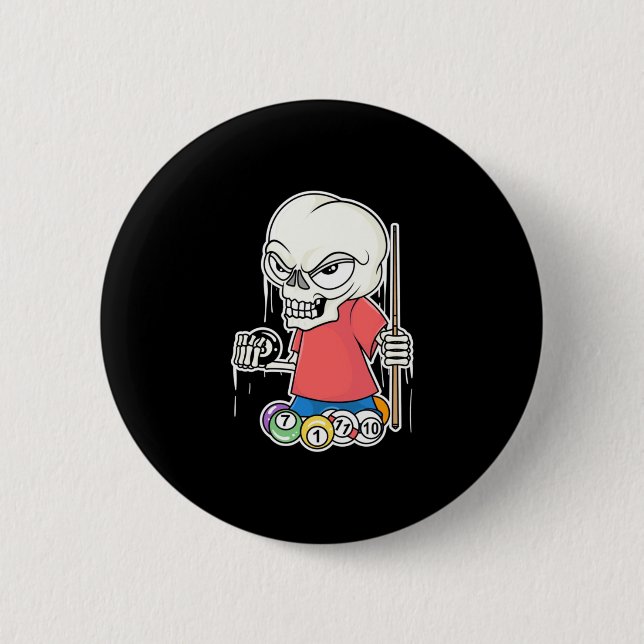 Billiards Player | Skull Billiard Player 6 Cm Round Badge (Front)