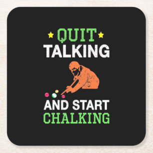 Billiards Player Snooker Start Chalking Square Paper Coaster