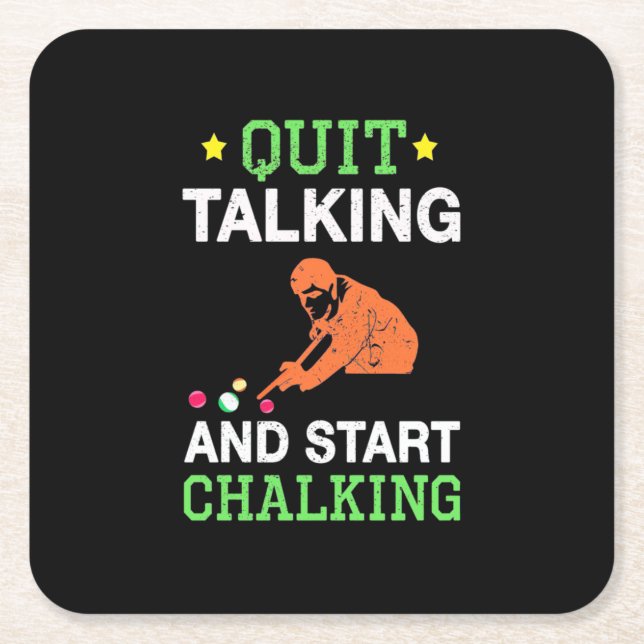 Billiards Player | Snooker Start Chalking Square Paper Coaster (Front)
