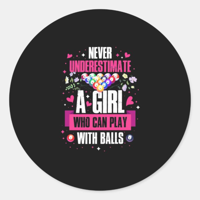 Billiards Player This Girl Can Play Pool Billiards Classic Round Sticker (Front)