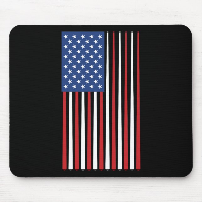 Billiards Player Usa American Flag Pool Sticks Cue Mouse Pad (Front)