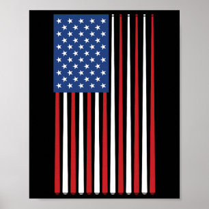Billiards Player Usa American Flag Pool Sticks Cue Poster