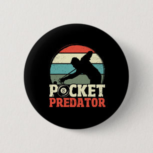 Billiards Pocket Predator 8 Ball Funny Men Retro P 6 Cm Round Badge