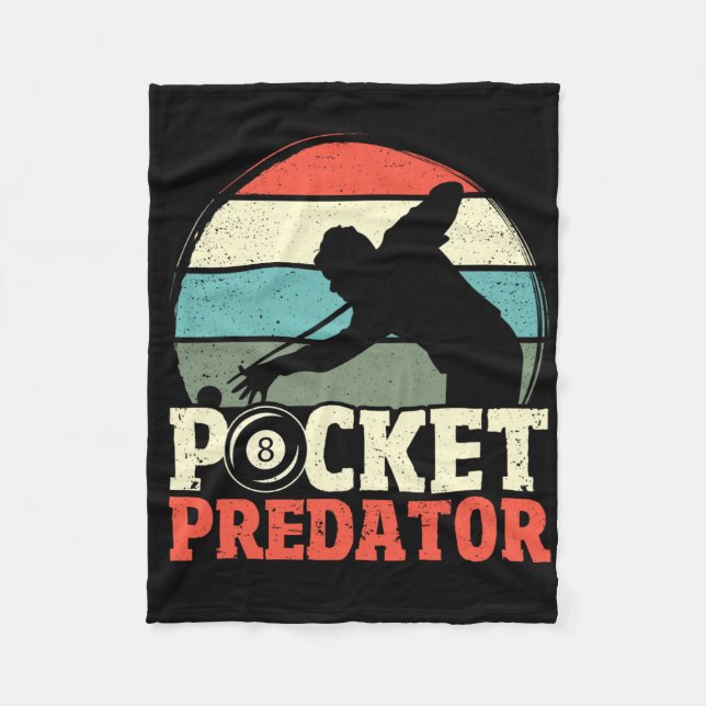 Billiards Pocket Predator 8 Ball Funny Men Retro P Fleece Blanket (Front)