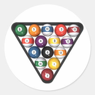 Billiards / Pool Balls Racked: Classic Round Sticker
