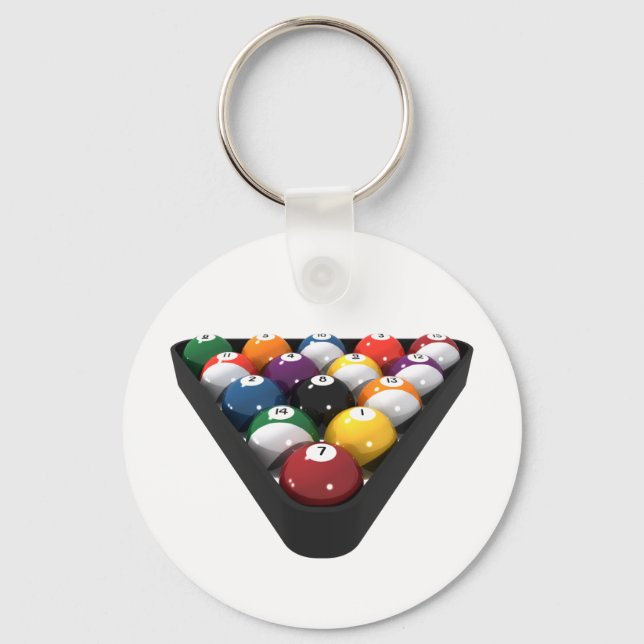 Billiards / Pool Balls Racked: Key Ring (Front)