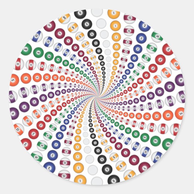 Billiards / Pool Balls Spiral: Classic Round Sticker (Front)