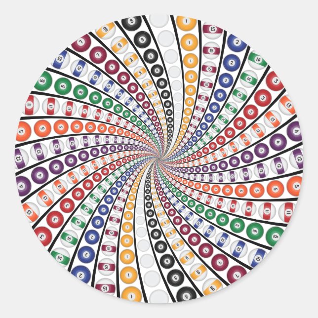 Billiards / Pool Balls Vortex: Classic Round Sticker (Front)
