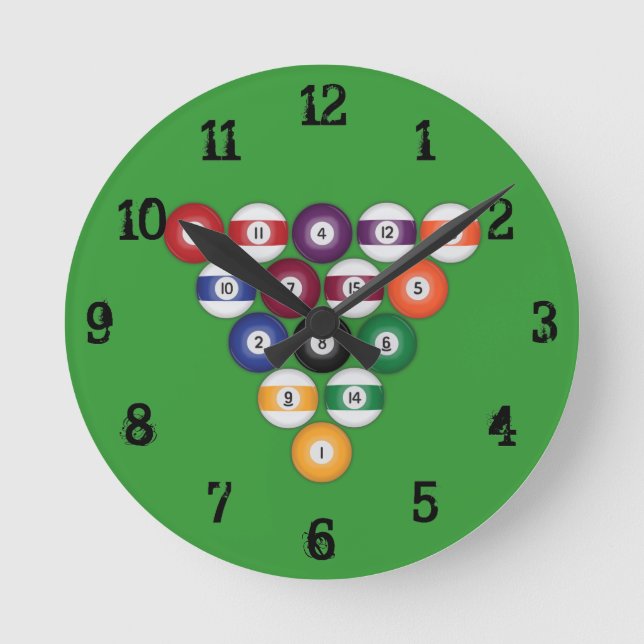 Billiards / Pool Balls: Wall Clock (Front)