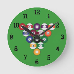 Billiards / Pool Balls: Wall Clock