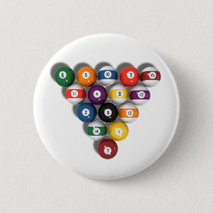Billiards / Pool Balls with Drop Shadow: 6 Cm Round Badge